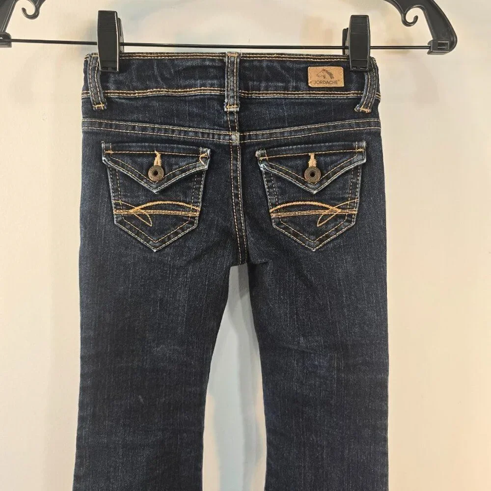 Girls Jordache Jeans Flare Cut Stretchable Blue Jeans Adjustable Waist Size 5